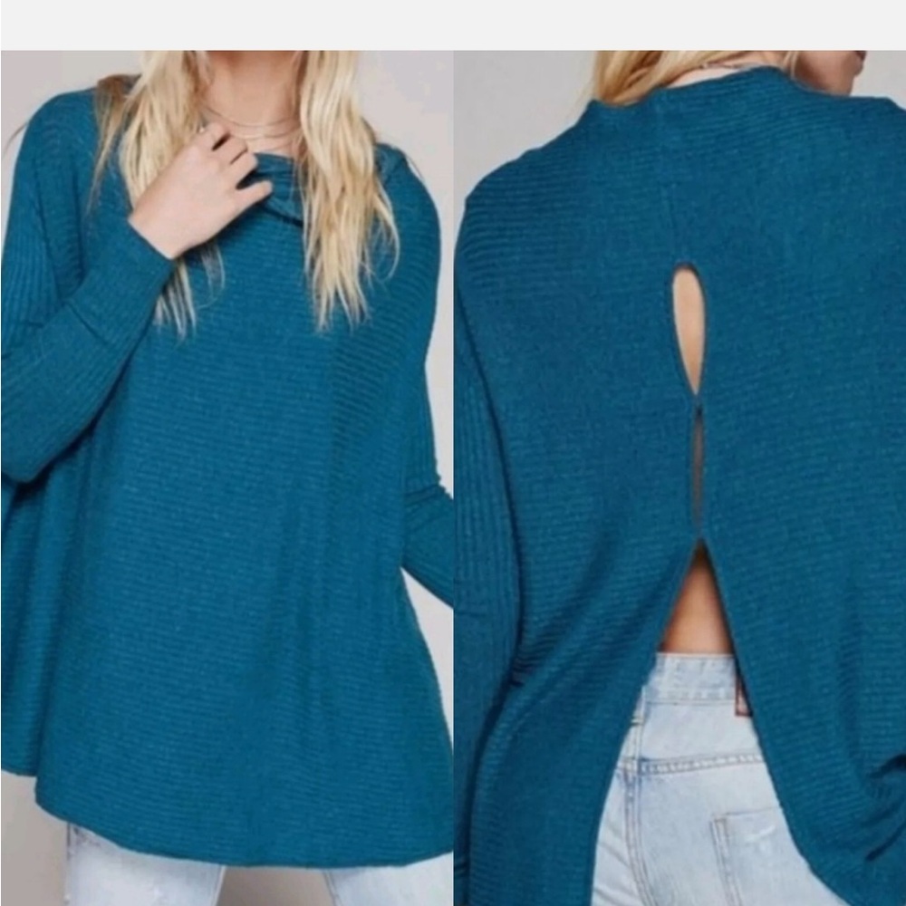 We The Free Teal Cowl Neck Sweater - Picture 7 of 7